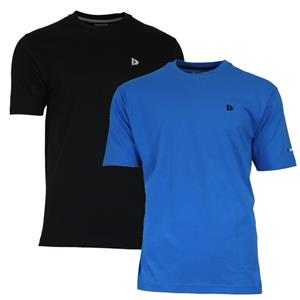 Donnay Donnay Heren - 2-Pack - T-Shirt Vince - Zwart & Cobaltblauw