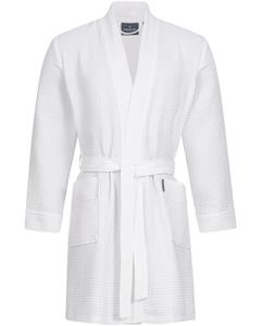 Morgenstern badjas Sascha Kimono wafelstof kort 100cm Wit S