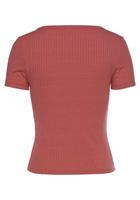 Lascana Kurzarmshirt aus Rippware mit Zierknopfleiste