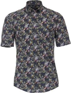 Casa Moda KA Freizeithemd Botanische Druck Dunkelblau