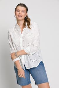 Ulla Popken Longbluse Bluse A-Linie V-Ausschnitt Halbarm