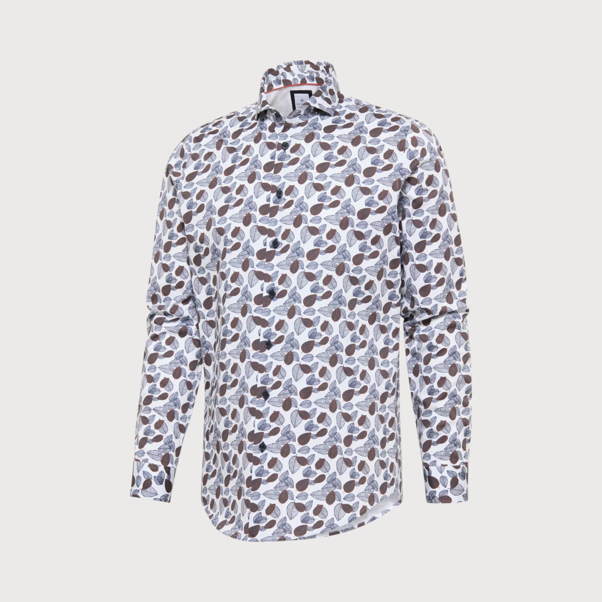 Blue Industry Overhemd poplin stretch, wit met bloemen print |