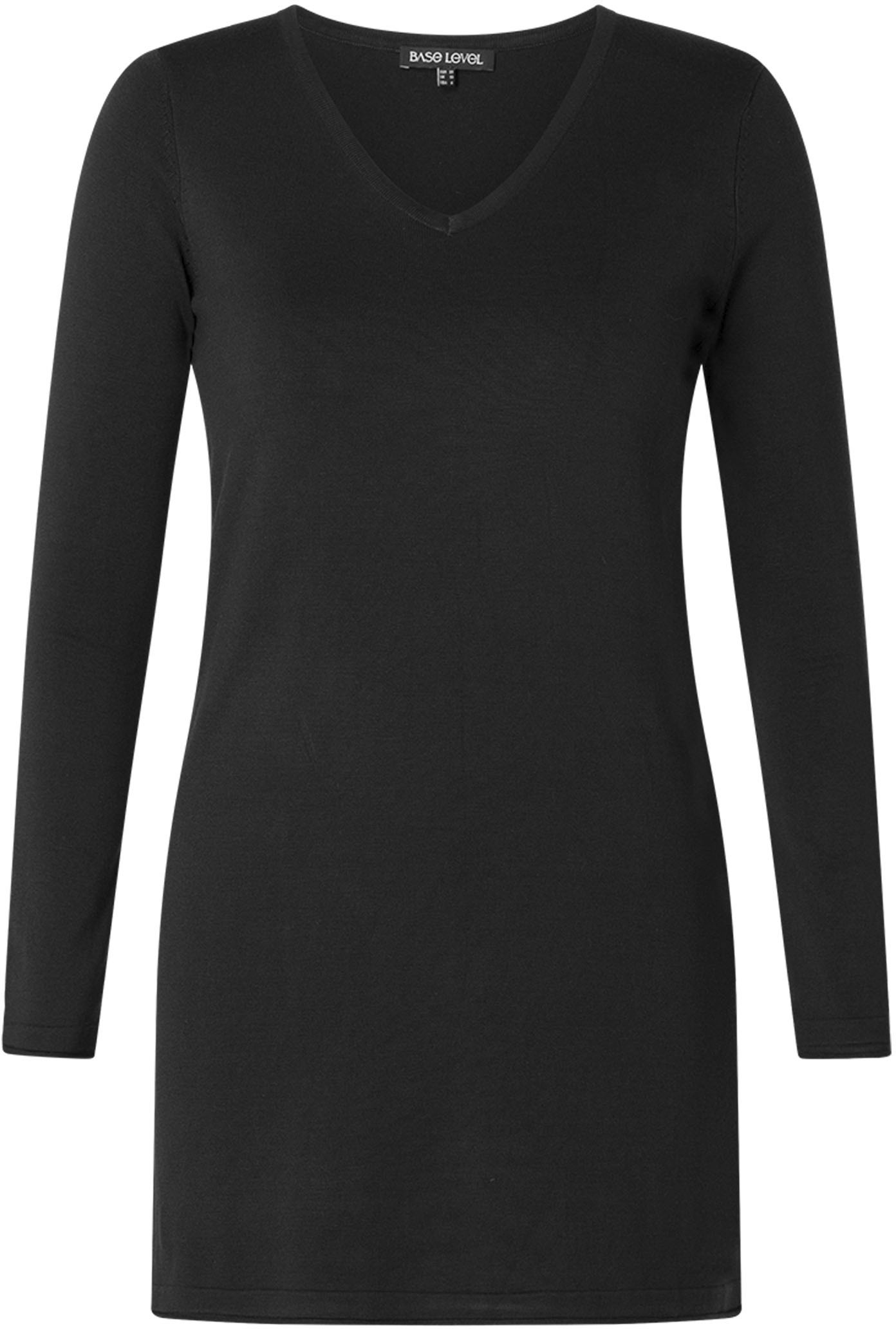 Base Level Curvy V-Ausschnitt-Pullover "BAS-ANINE-LONG", Feinstrick-Qualität