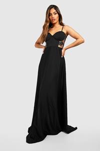 Boohoo Contrasterende Kanten Maxi Jurk Met Korset Detail, Black