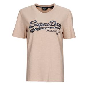 Superdry T-shirt Met Logo En Versiering - Dames - Maat 36