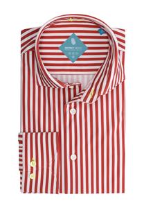 District Indigo Overhemd Performance Streep Rood  
