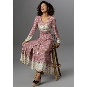 Aniston CASUAL Maxikleid, mit zarten Blumendruck und Patch-Optik