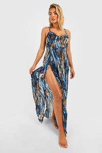 Boohoo Tie Dye Maxi Strand Jurk, Blue