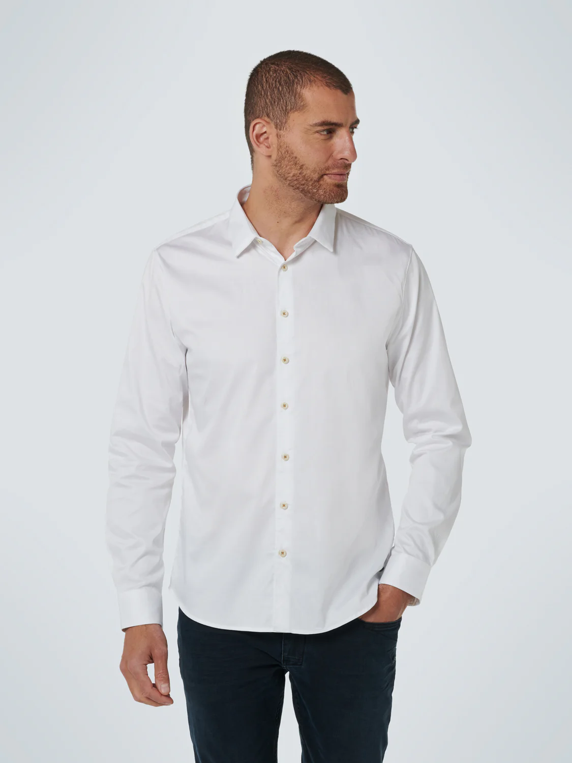 No Excess Basic stretch shirt satin weave white
