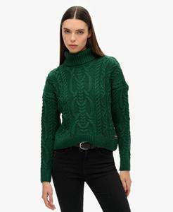 Superdry Vrouwen Gebreide Kabeltrui met Polokraag Groen