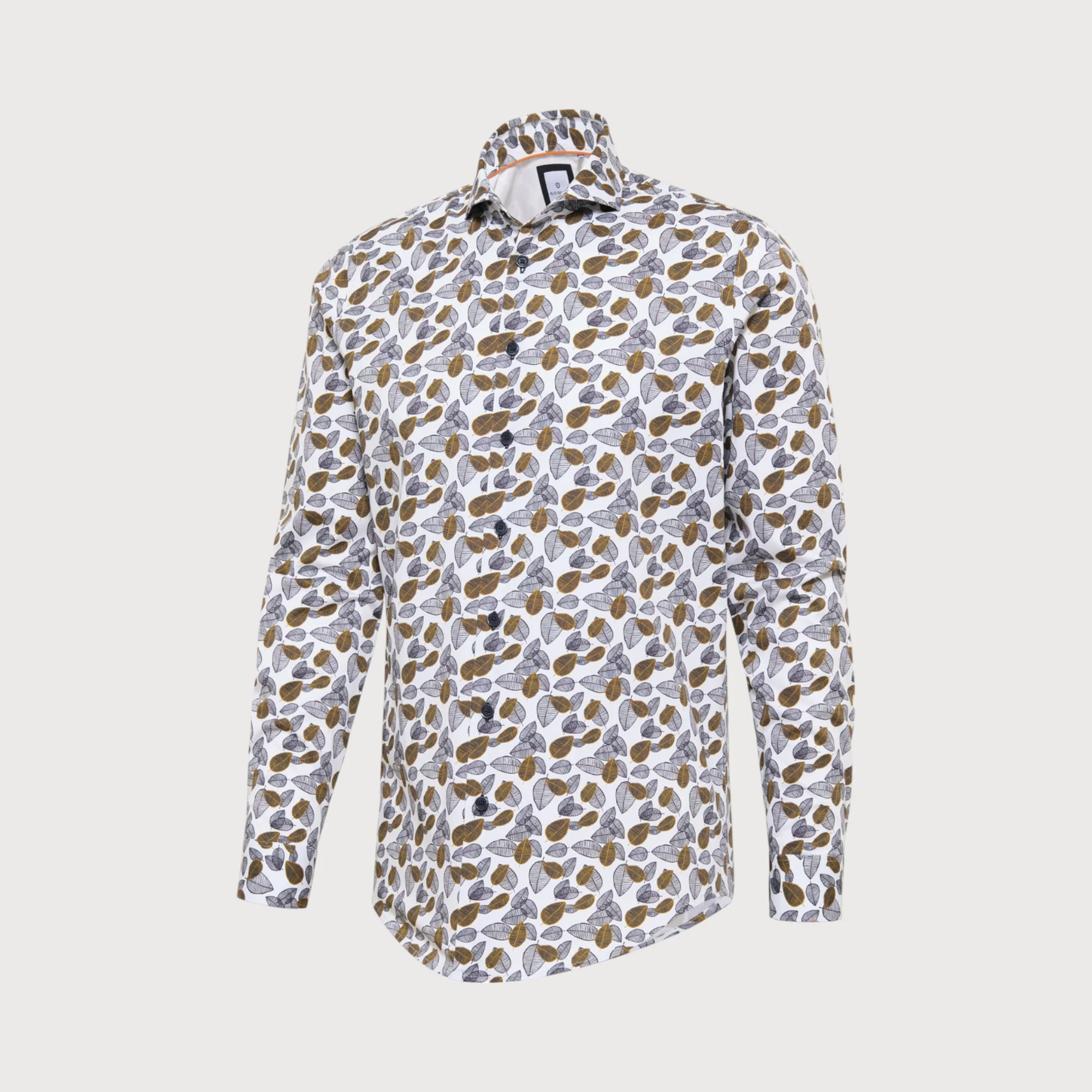Blue Industry Overhemd poplin stretch, wit met bloemen print |