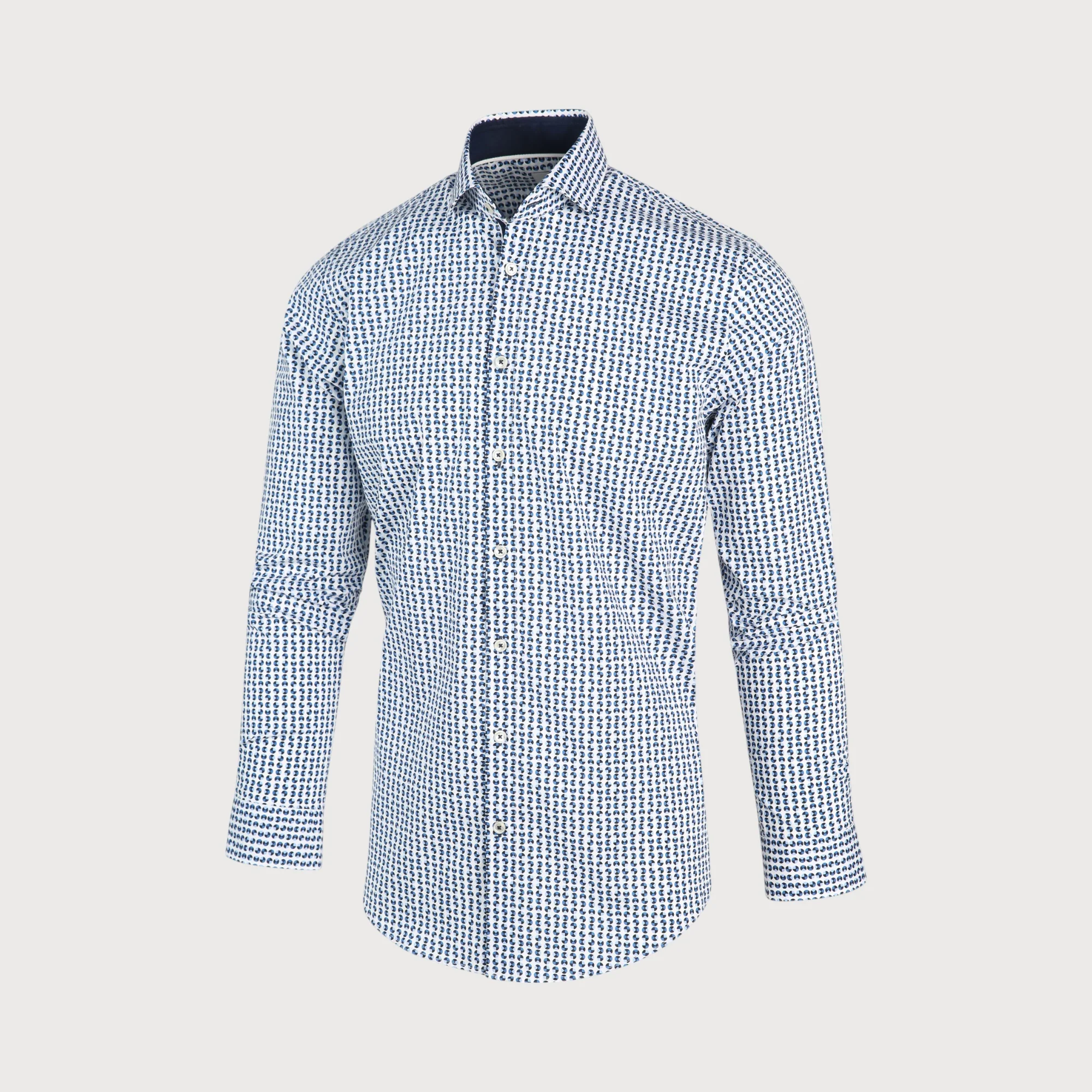 Blue Industry Wit blauw print overhemd |