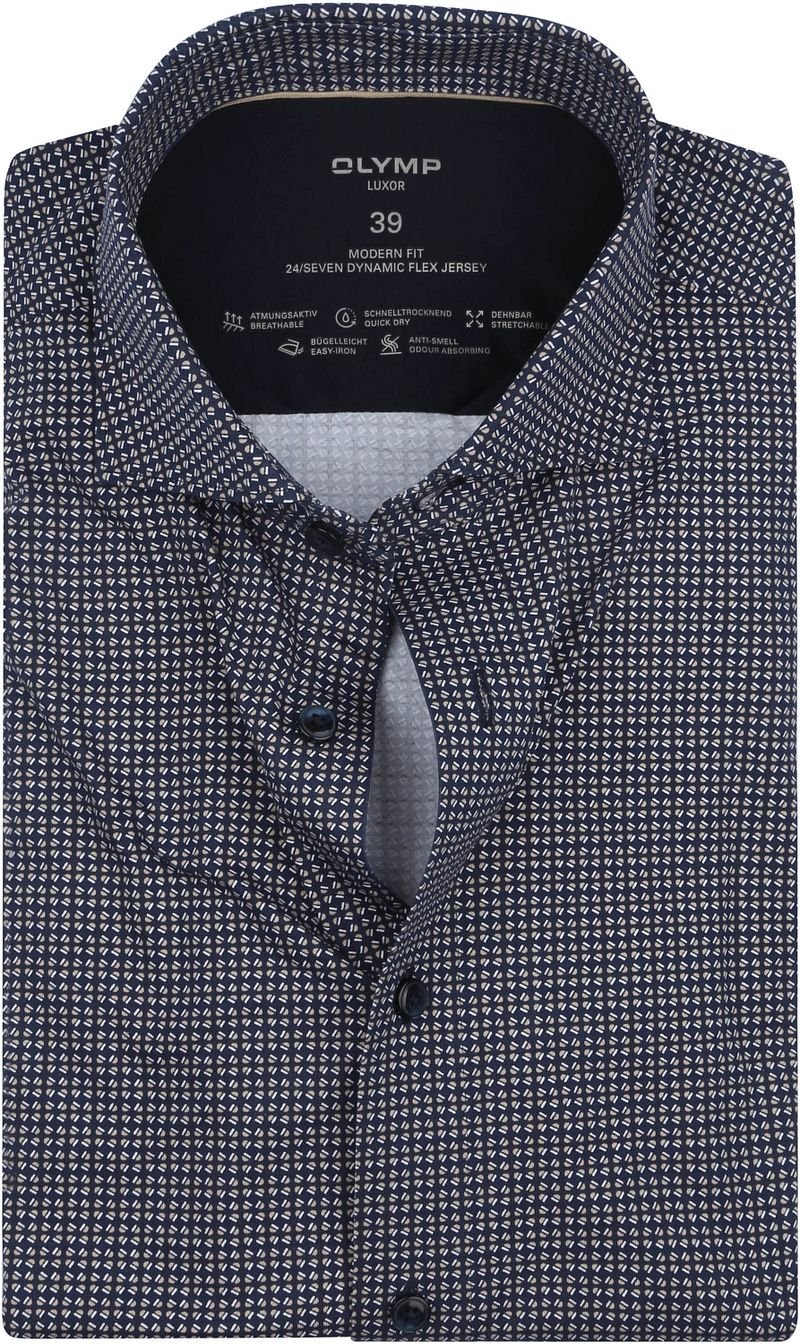 Olymp Luxor Overhemd Figuren Navy