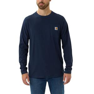 Carhartt Force  T-Shirts - Relaxed fit t-shirt met lange mouwen dat zweet bestrijdt en vlekken afstoot Blauw