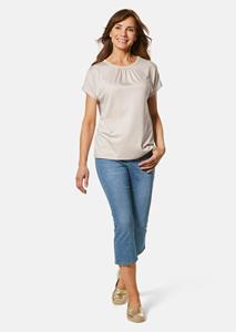 Goldner Fashion Comfortabel shirt met ronde hals van glanzend materiaal - zand 