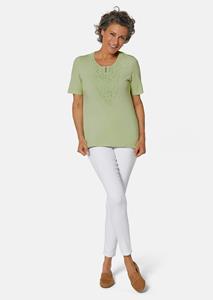Goldner Fashion Shirt met ronde hals en gehaakt kant - lindegroen 