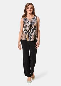 Goldner Fashion Comfortabel elastisch, slinky topje met spannende print - zwart / zilvergrijs / gedess. 