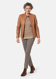 goldnerfashion Hoogwaardig en tijdloos leren jack - camel -