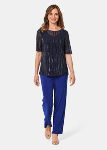 Goldner Fashion Shirt van mesh bezet met fonkelende pailetten - middernachtblauw / gegarneerd 