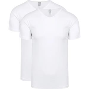 Alan Red Organic V-Hals T-Shirt Wit 2-Pack