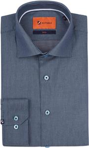 Suitable Dobby Overhemd Melange Donkerblauw