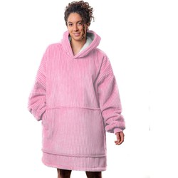 Corduroy hoodie deken Roze