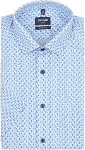Olymp Luxor Shortsleeve Overhemd Blokken Blauw