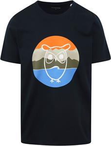 KnowledgeCotton Apparel T-shirt Print Navy
