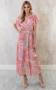 The Musthaves Maxi Print Jurk Fuchsia