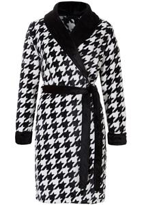Rebelle damesbadjas pied de poule - zacht fleece