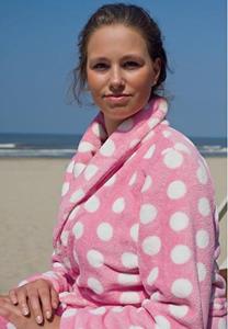 Pink dottie / Dames badjas - L/XL