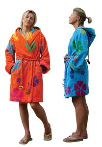 Dames badjas Sixtie's-oranje-XS/S (100CM)