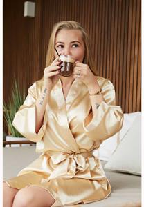 Satin-Luxury Kimono dames champagne - satijn - 