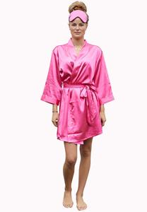 Badjas Kimono dames donker roze - satijn - Satin-Luxury