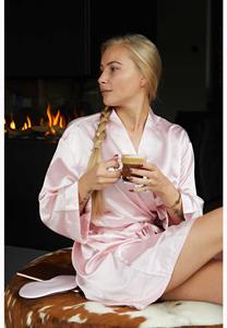 Satin-Luxury Kimono dames lichtroze - satijn - 