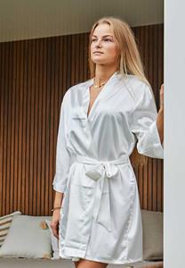 Satin-Luxury Kimono dames wit - satijn - 