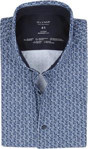 Olymp Luxor MF Overhemd Print Donkerblauw