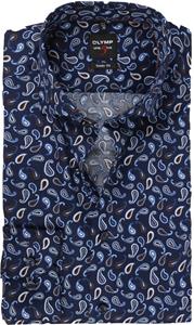 Olymp Lvl 5 Overhemd Paisley Donkerblauw