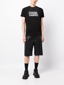 Karl Lagerfeld T-shirt met logo-reliëf - Zwart