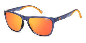 CARRERA 8058/S | Unisex-Sonnenbrille | Eckig | Fassung: Kunststoff Blau | Glasfarbe: Orange