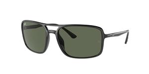 RAY-BAN RB 4375 | Unisex-Sonnenbrille | Eckig | Fassung: Kunststoff Schwarz | Glasfarbe: Grün