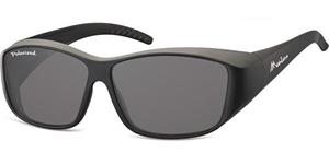Montana Rechthoek Unisex Mat Zwart Rook Gepolariseerd FO4 Fit Over Bril Zonnebril