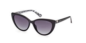 GUESS GU 5211 | Unisex-Sonnenbrille | Butterfly | Fassung: Polycarbonat Schwarz | Glasfarbe: Grau