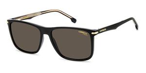 CARRERA 298/S | Herren-Sonnenbrille | Eckig | Fassung: Kunststoff Schwarz | Glasfarbe: Grau / Braun