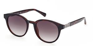 GUESS GU00040 | Unisex-Sonnenbrille | Panto | Fassung: Kunststoff Havanna | Glasfarbe: Grau