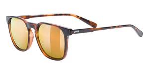 uvex LGL 49 Polavision Sportbrille S Farbe: 6660 havanna mat, polavision/mirror gold S3))