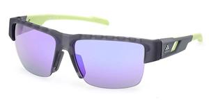 ADIDAS SP0070 | Unisex-Sonnenbrille | Eckig | Fassung: Kunststoff Grau | Glasfarbe: Grün