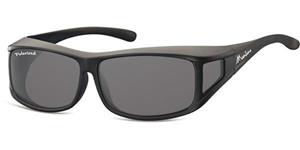 Montana Rechthoek Unisex Mat Zwart Rook Gepolariseerd FO5 Fit Over Bril Zonnebril
