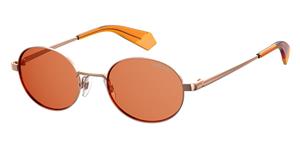 Polaroid ovale unisex goud oranje koper gepolariseerde zonnebril