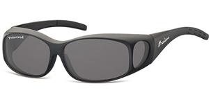 Montana Rechthoek Unisex Zwart Rook Gepolariseerd MFO1 Fit Over Bril Zonnebril